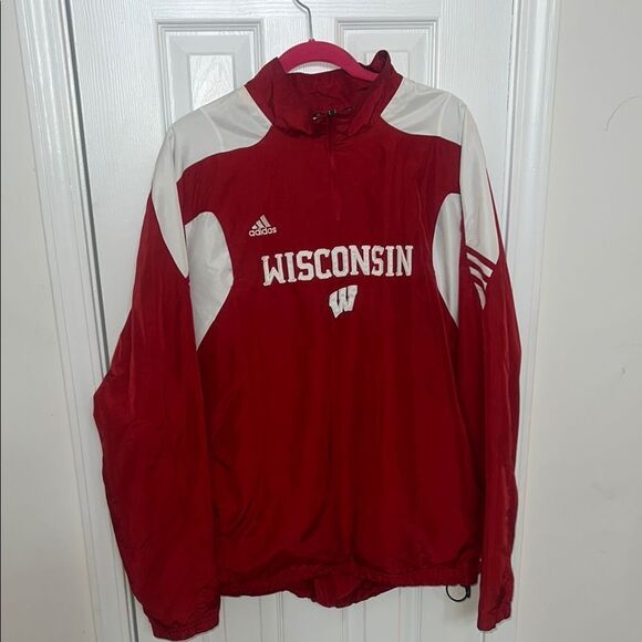 Adidas Wisconsin Red Windbreaker white - Picture 1 of 8